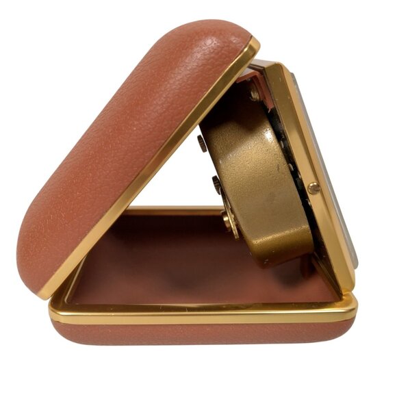 Vintage Seth Thomas Alarm Clock Travel Size Brown Foldable Plastic Case Glowing - Picture 4 of 16